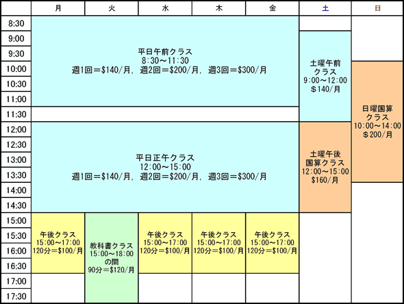 プログラム一覧・料金